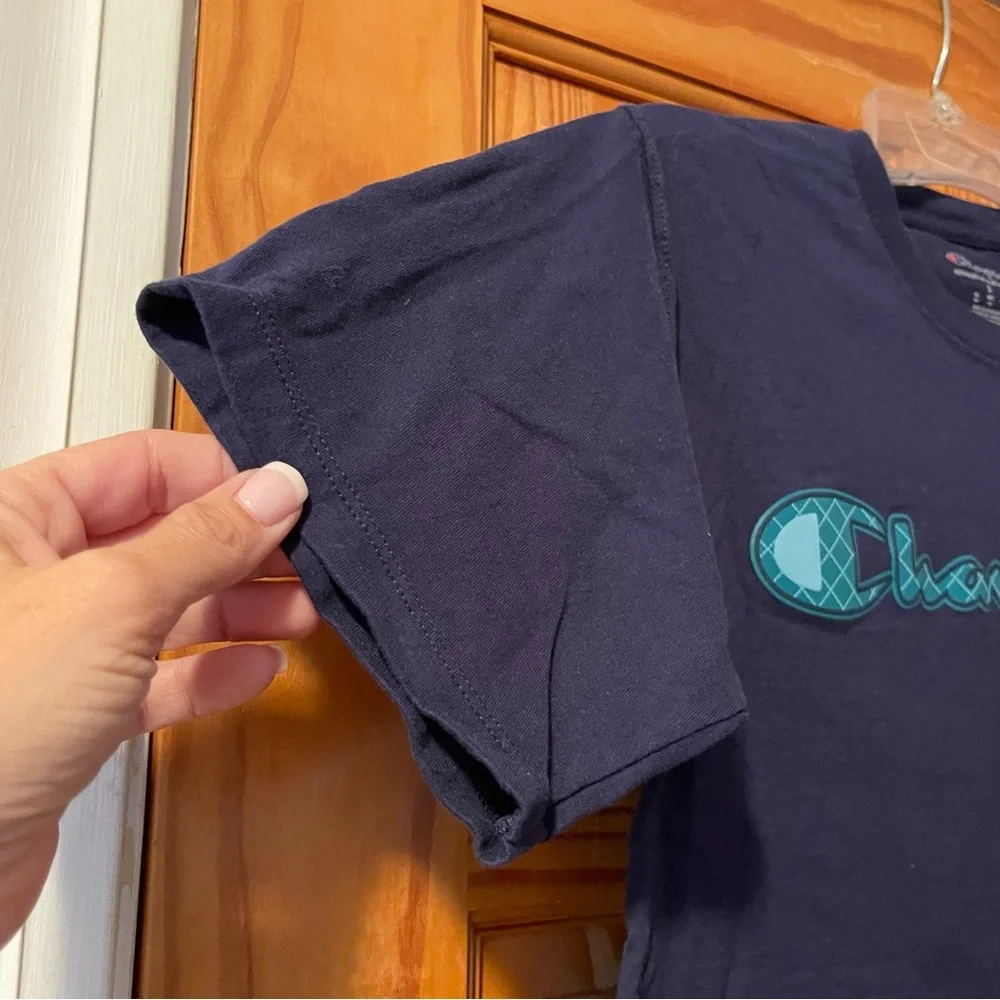 Champion Dark Blue Men's Tee with Logo - Picture 3 of 7